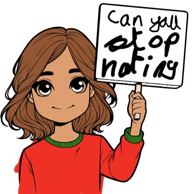 realistic girl holding up a sign