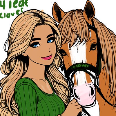 realistic girl with horse