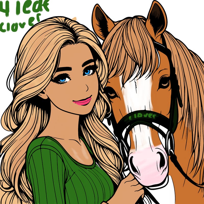 realistic girl with horse