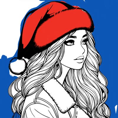 realistic girl in santa hat
