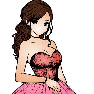 realistic girl in prom dress
