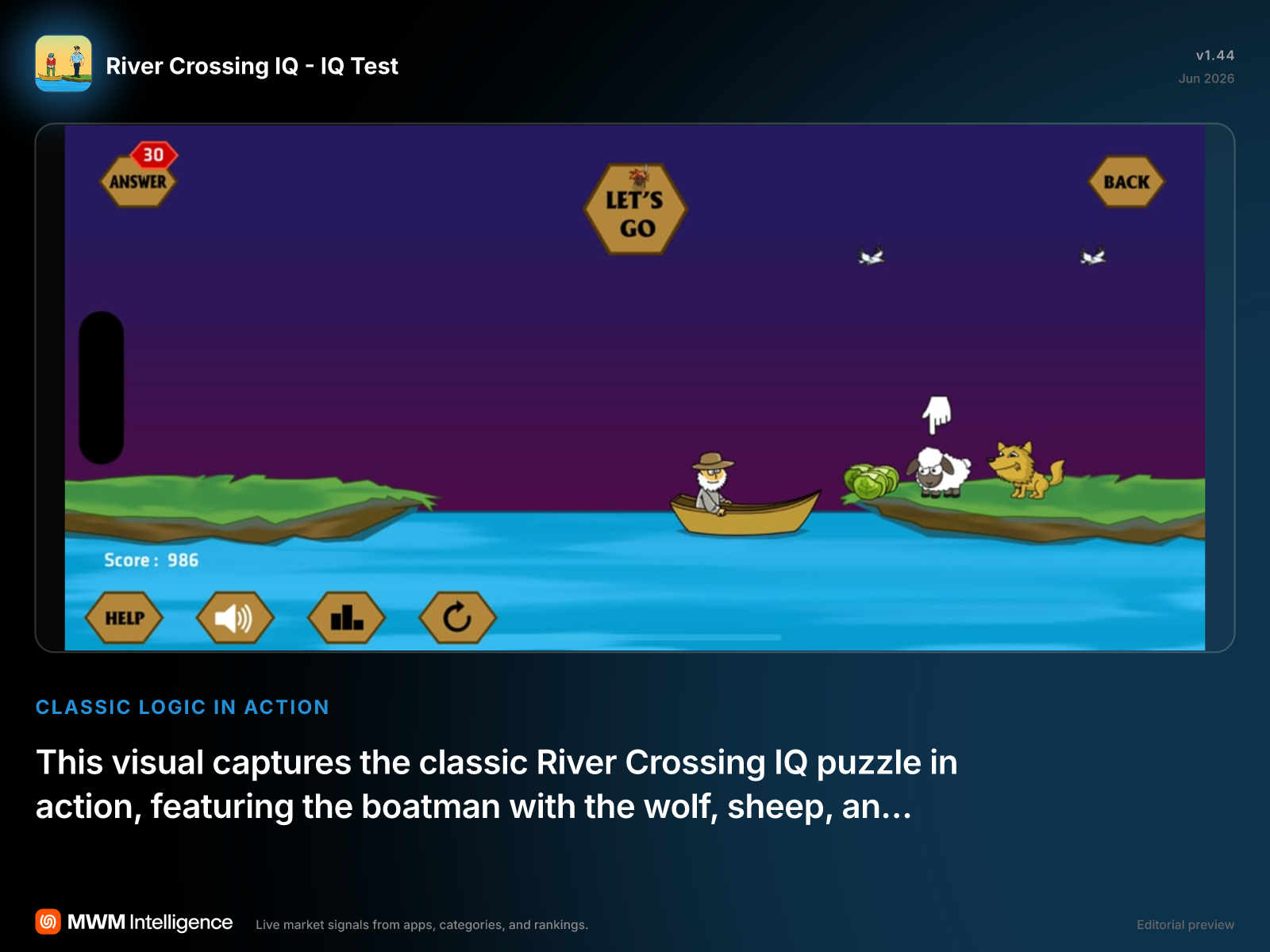 River Crossing IQ - IQ Test - Games App | MWM