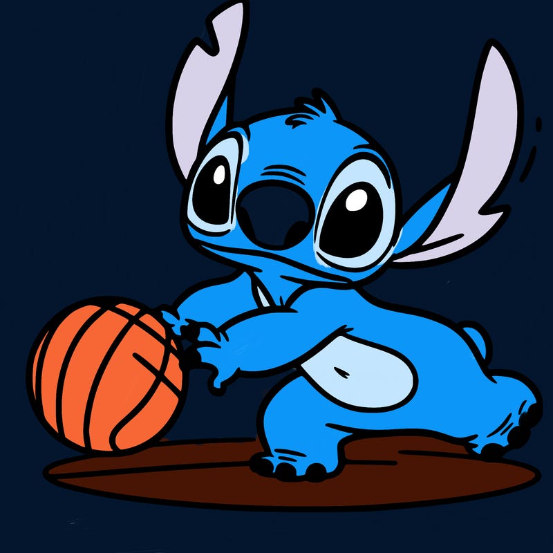 stitch playing basketball