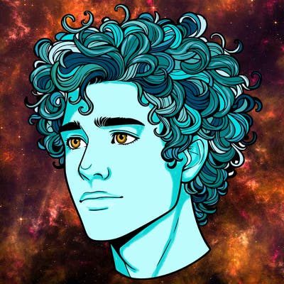 realistic guy with curly hair