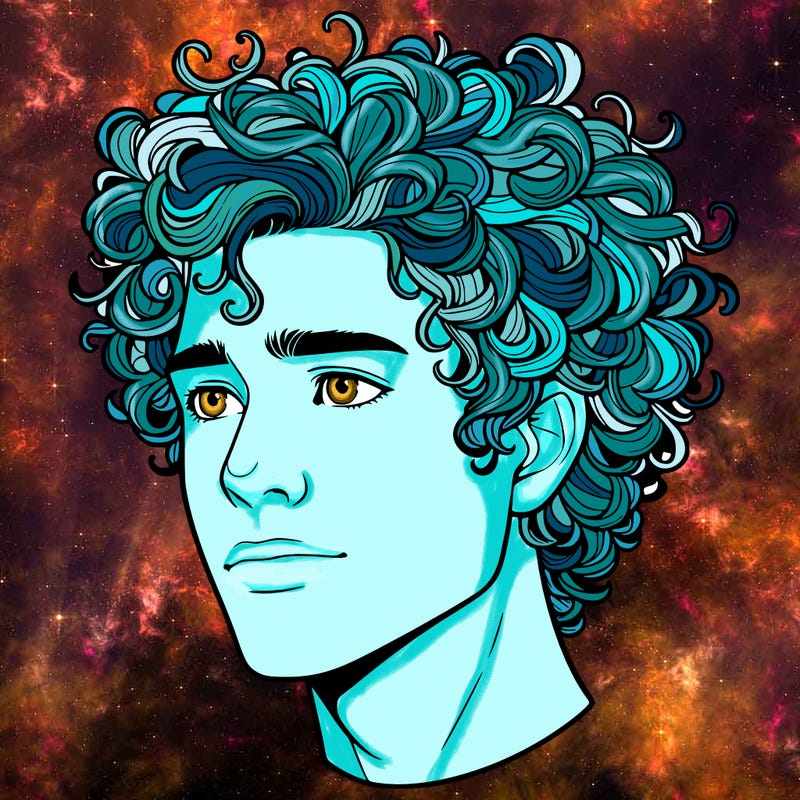 realistic guy with curly hair