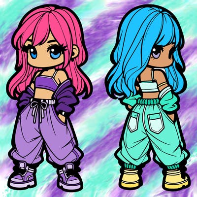 girl in crop top and baggy pants