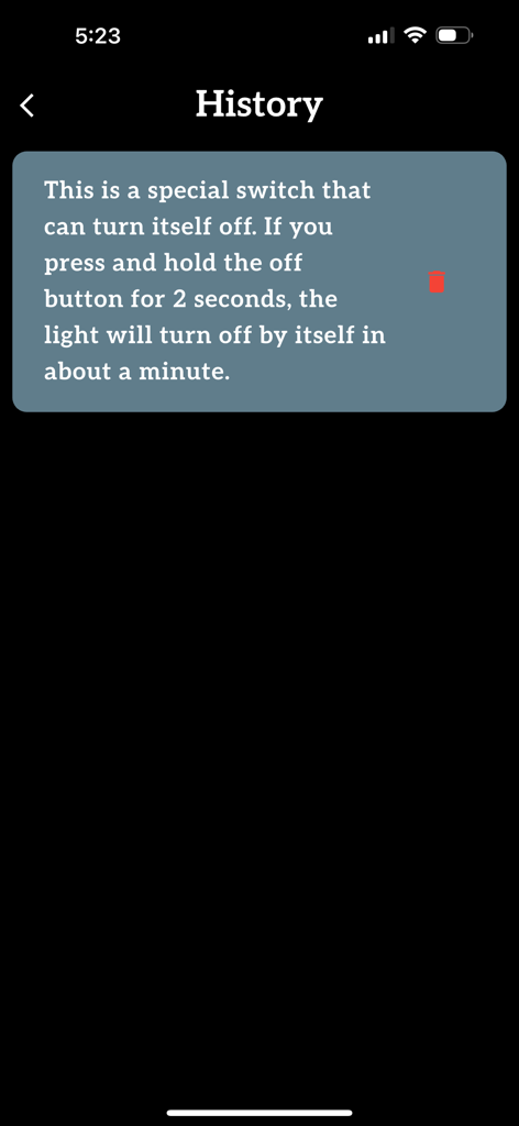 Un registro de historial en la aplicación ReadAble que muestra una versión simplificada de un pasaje de texto para una comprensión más fácil.