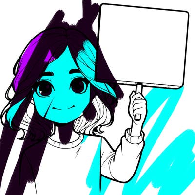 realistic girl holding up a sign