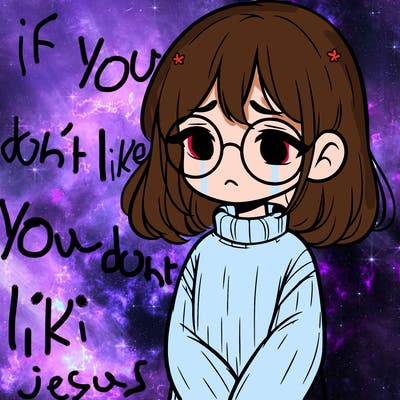 sad girl with glasses in a sweater