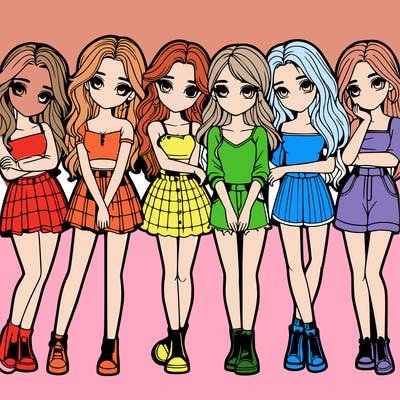 a group of girls realistic