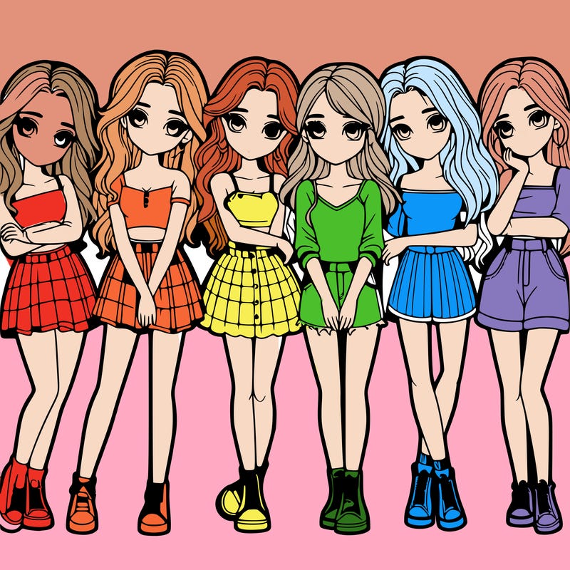 a group of girls realistic