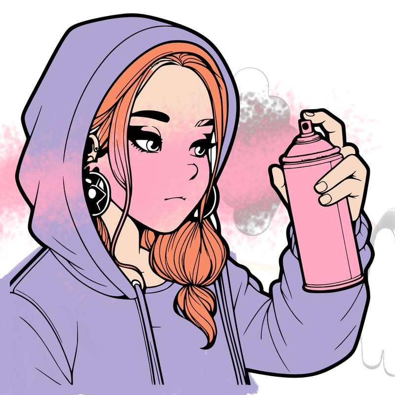 a realistic girl, spray painting