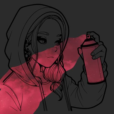a realistic girl, spray painting