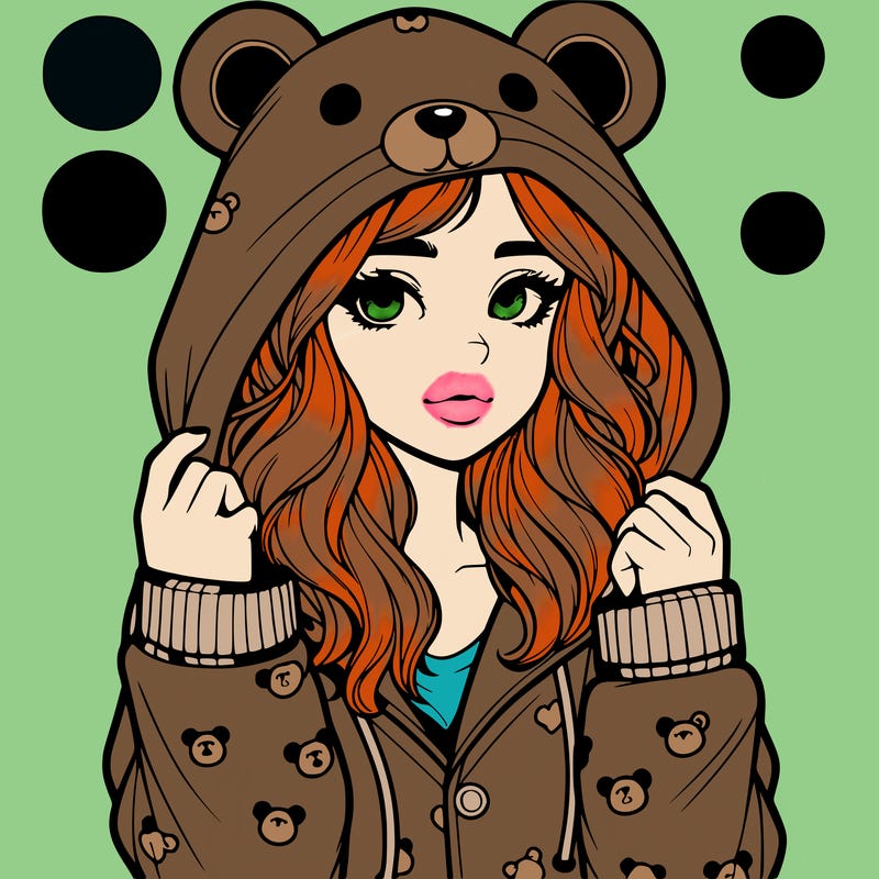 realistic girl in a animal pjs hoodie