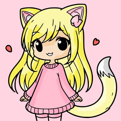 girl with cat ears and tail