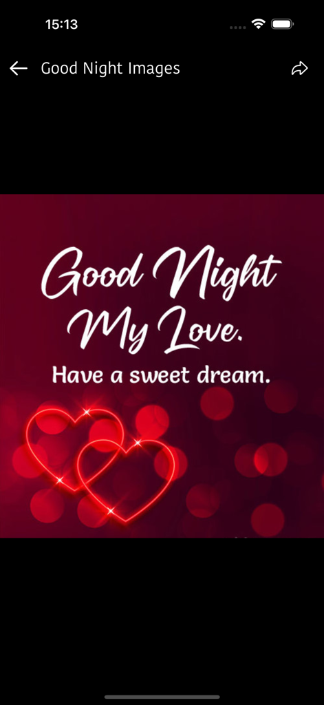 Good Night Love Messages - Mensaje romántico de buenas noches con dos corazones rojos brillantes y texto dulce para un ser querido