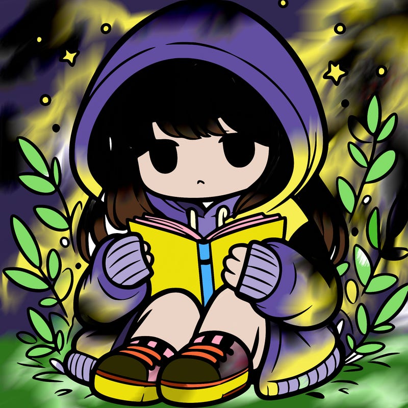 girl in oversized hoodie reading a book