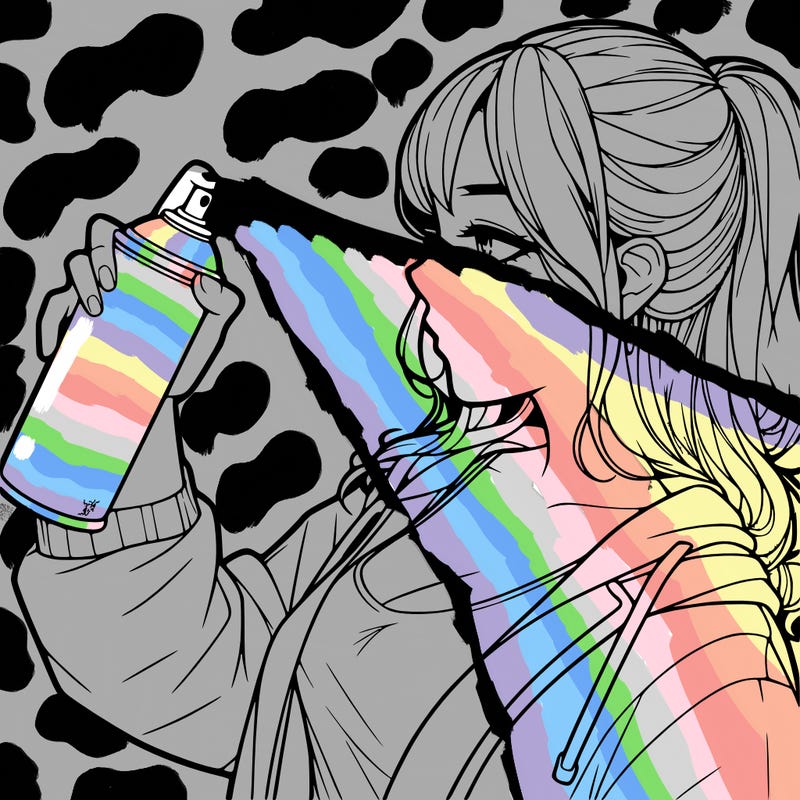 a realistic girl spray, painting