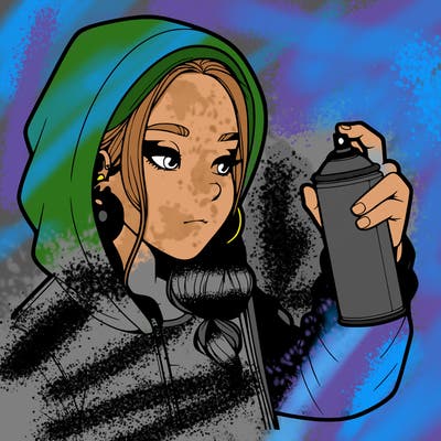 a realistic girl, spray painting