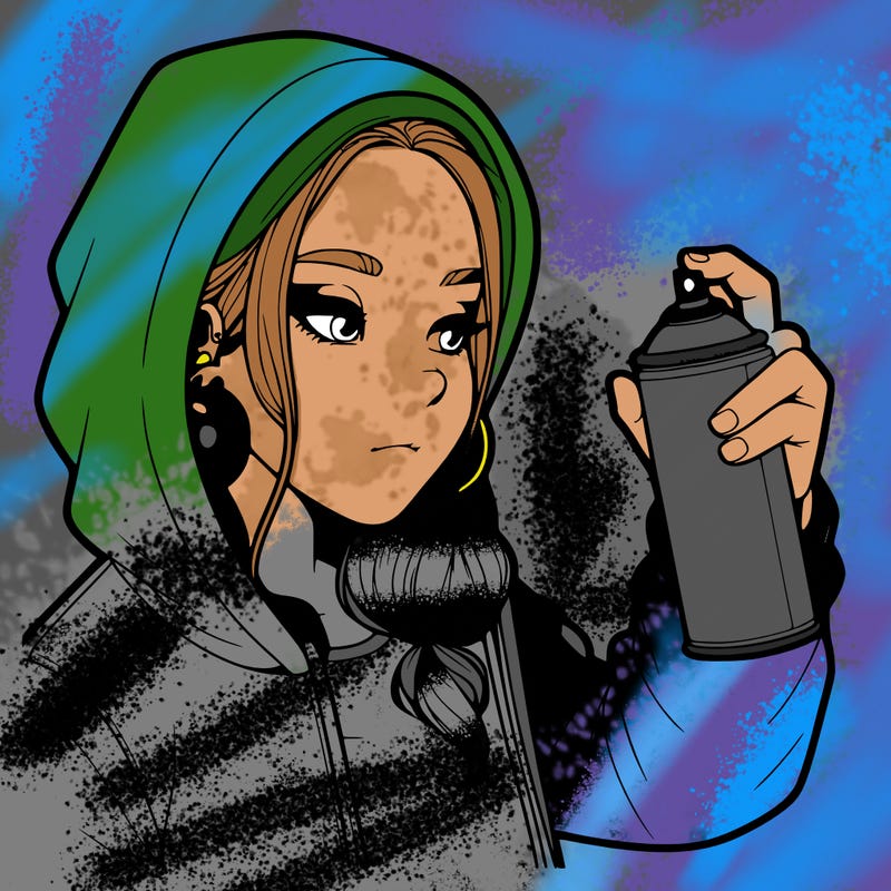 a realistic girl, spray painting