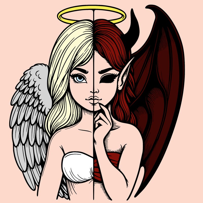 realistic angel half demon