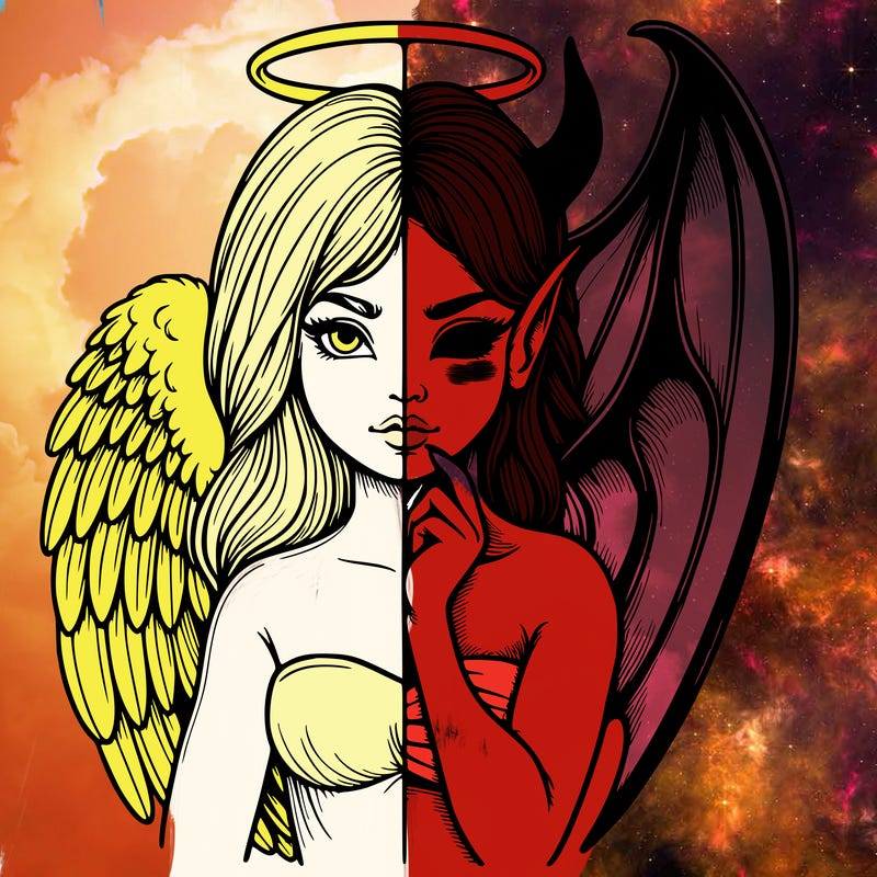 realistic angel half demon