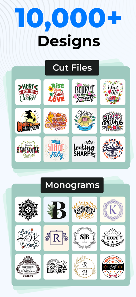 Sublimation Designer Printer ! - Una colección de archivos de corte y monogramas para proyectos de manualidades de sublimación personalizados.