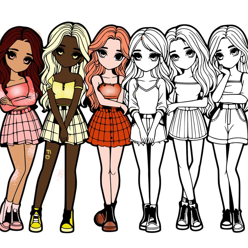 a group of girls realistic