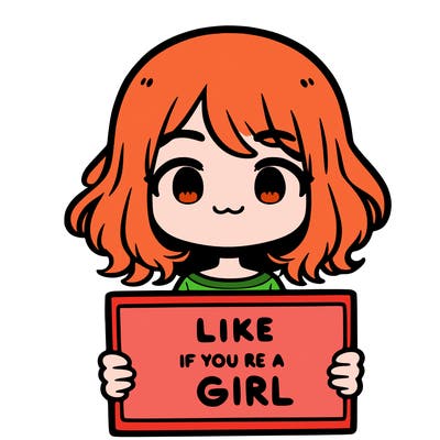 a cute girl holding a sign that says like if you’re a girl