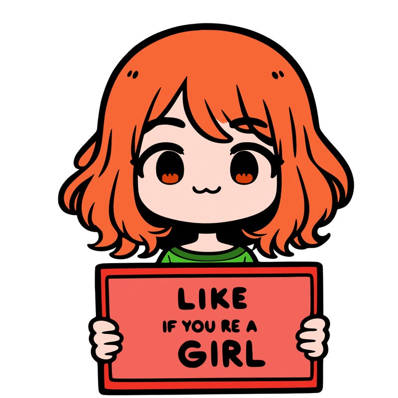 a cute girl holding a sign that says like if you’re a girl
