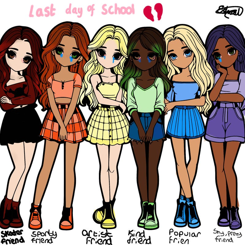 a group of girls realistic