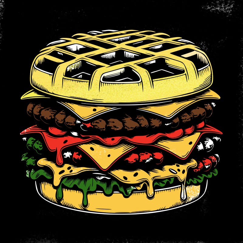 realistic waffle burger