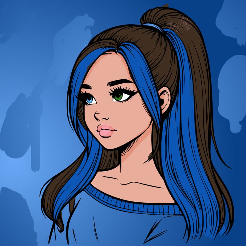 realistic girl with a high ponytail