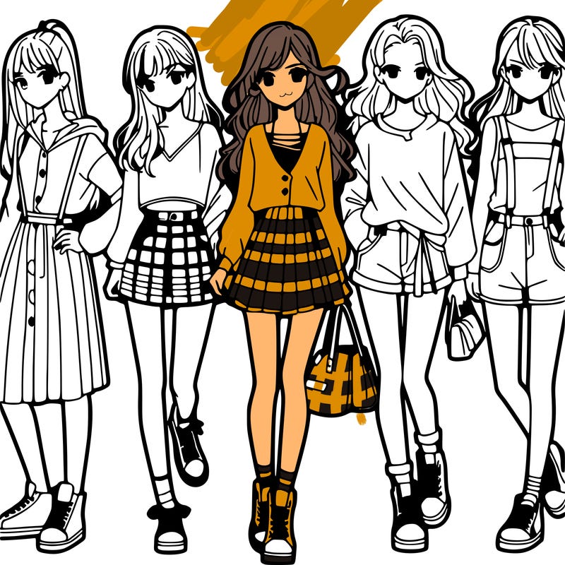 teen manga girls group of 5