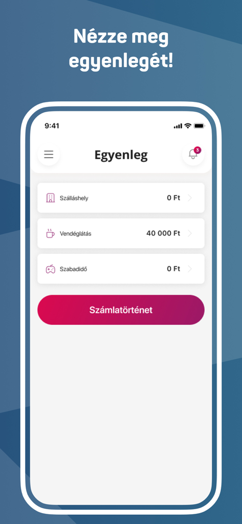 MBH SZEP Kartya Mobile App Bildschirm, der das Guthaben für die Unterkonten Unterkunft, Verpflegung und Freizeit anzeigt