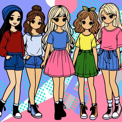 a group of five girls