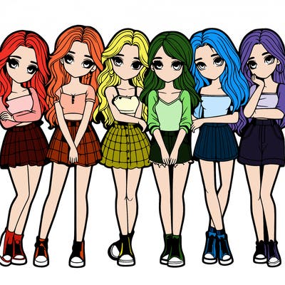 a group of girls realistic