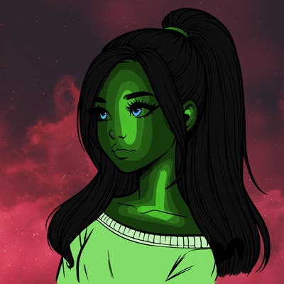 realistic girl with a high ponytail