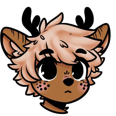 a humanoid deer with soft fluffy ears