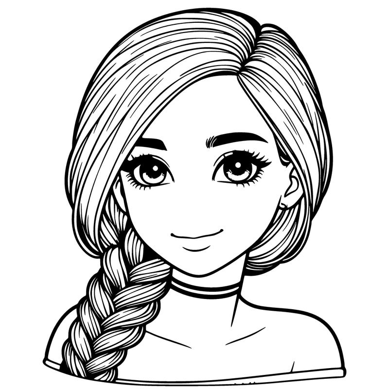 realistic girl with braided hair