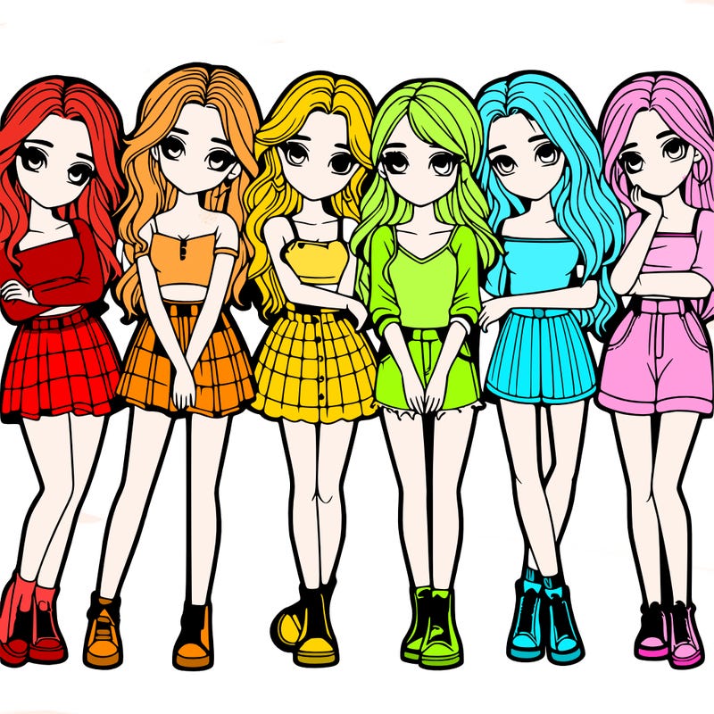 a group of girls realistic