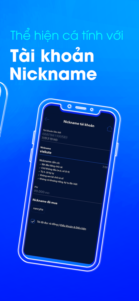 digimi - Ngân hàng số - Digimi digital bank screen showing the personalized account nickname feature