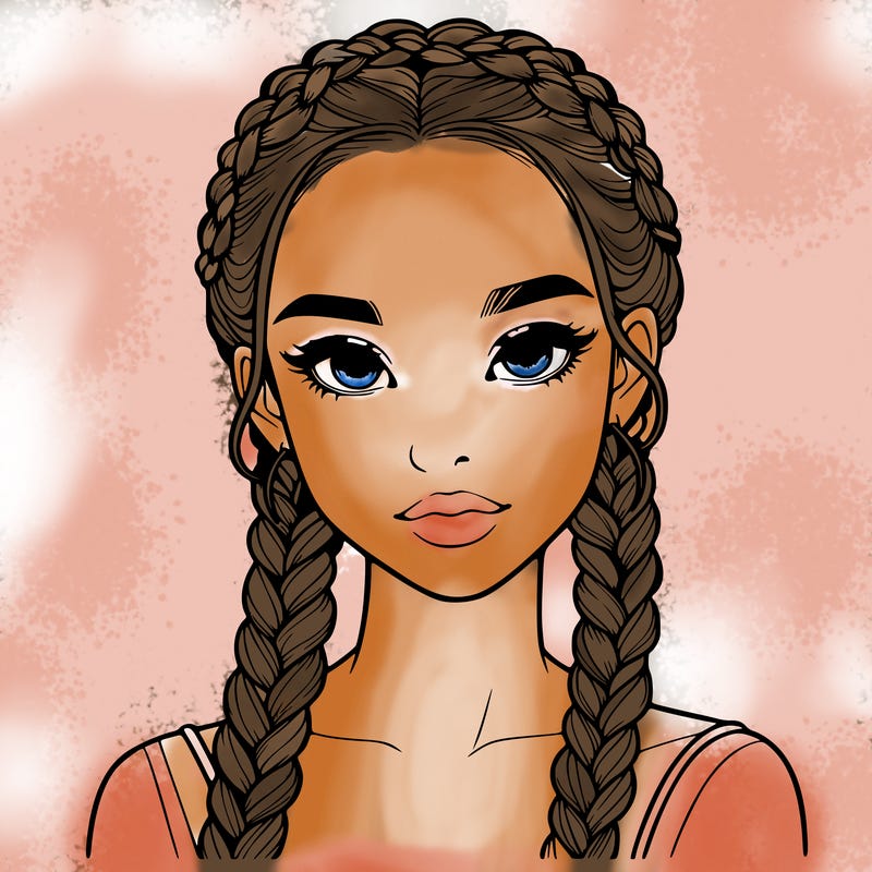 realistic girl with braids