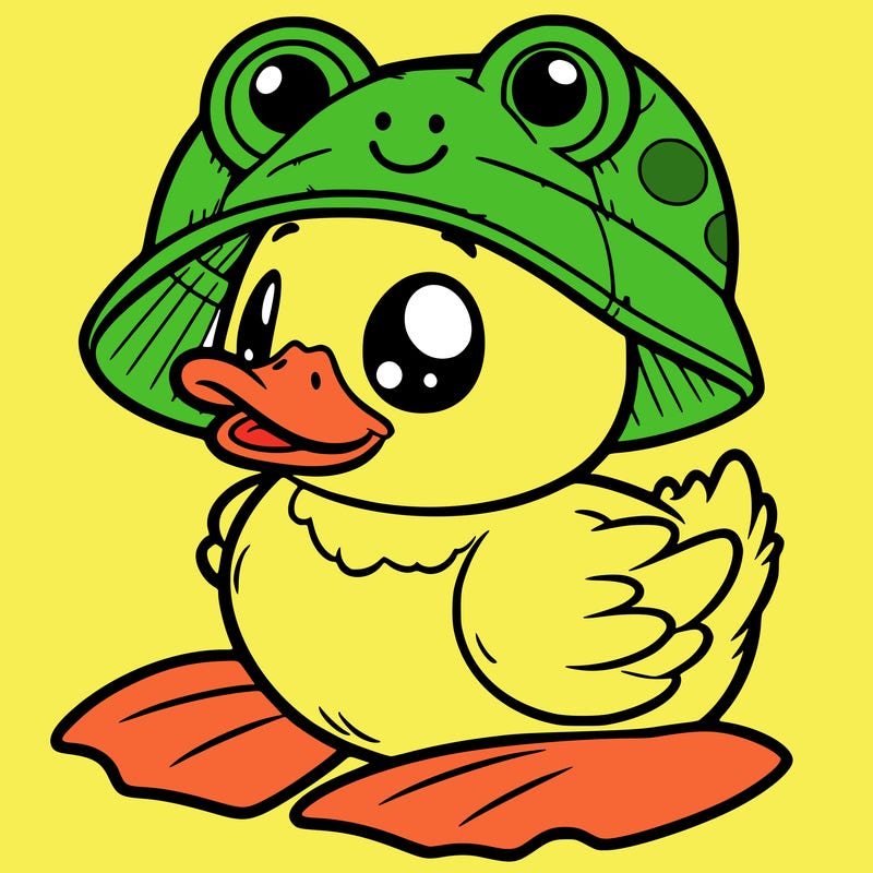 duck with frog hat