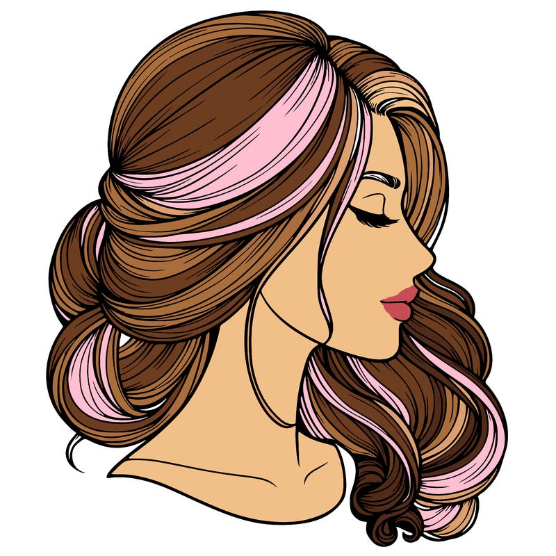 realistic woman's head & hair