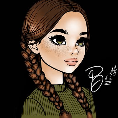 realistic girl with braids