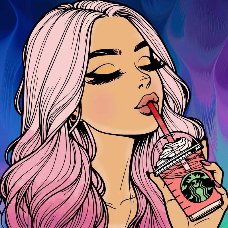 realistic girl drinking starbucks