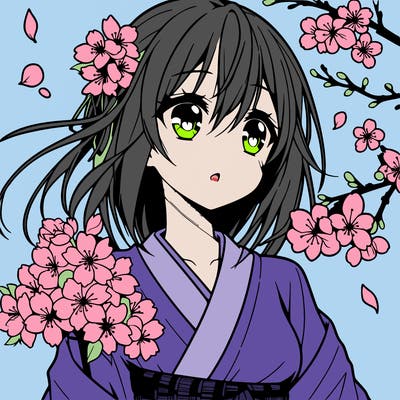 anime girl with cherry blossoms