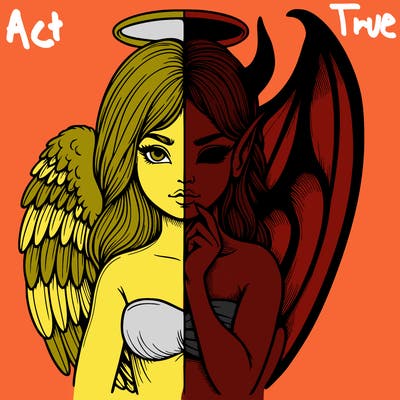 realistic angel half demon