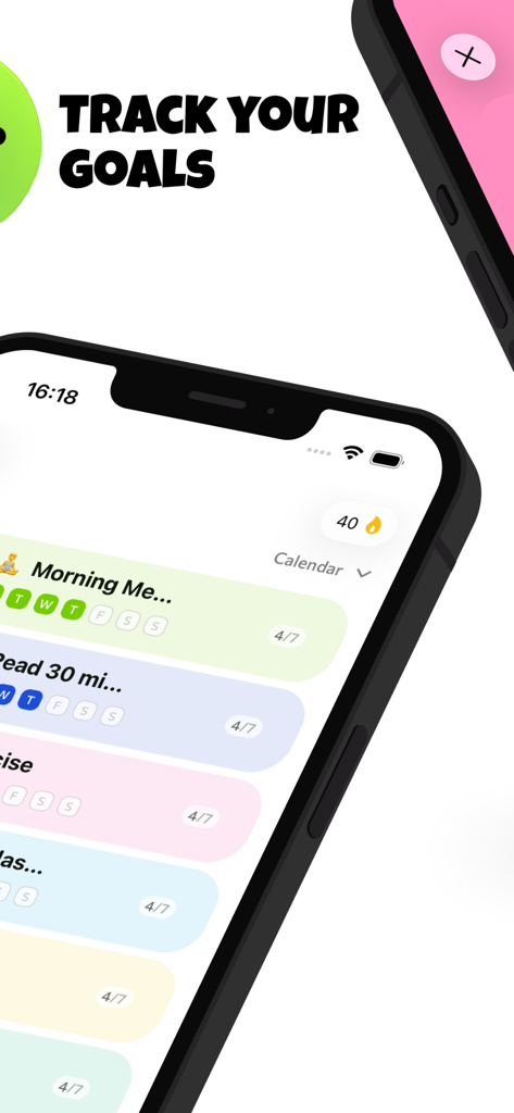 Habitz — Habit Tracker - Schermata dell'iPhone che mostra l'app Habitz con un elenco di obiettivi e abitudini giornaliere